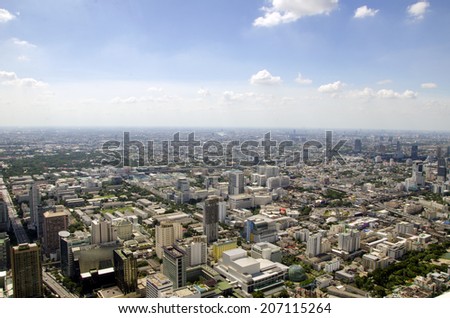 Landscape of  Bangkok city from baiyoke II tower  on 3 July 2014 BANGKOK THAILAND. Bangkok is the capital city of Thailand. It is known in Thai as Krung Thep. july 3, 2014 in Bangkok, Thailand