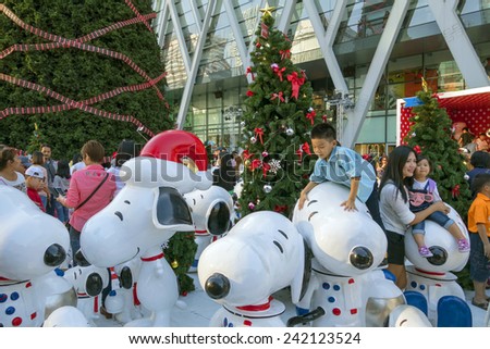 BANGKOK  December 31 : Christmas and happy new year festival at central world shopping center, on december 31, 2014  in Bangkok, Thailand
