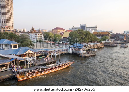 BANGKOK january 2 :Ferry boat at Chao Phraya River, Chao Phraya River is a major river in Thailand,more ferry boat for transport service.on january 2, 2015 in Bangkok, Thailand