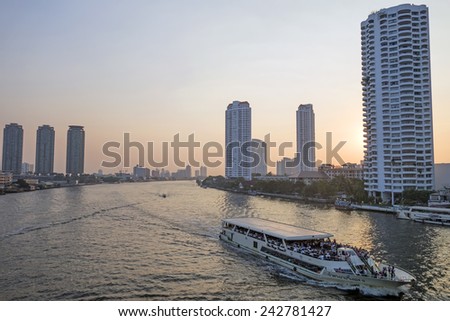 BANGKOK january 2 : Chao Phraya River, Chao Phraya River is a major river in Thailand, with its low alluvial plain forming the centre of the country.on january 2, 2015 in Bangkok, Thailand