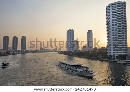 BANGKOK january 2 : Chao Phraya River, Chao Phraya River is a major river in Thailand, with its low alluvial plain forming the centre of the country.on january 2, 2015 in Bangkok, Thailand