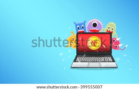 Virus computer destroying laptop