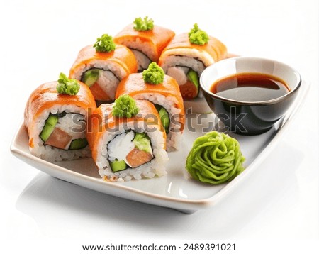 Image, Stock Photo Delicious Sushi Plates in Restaurant