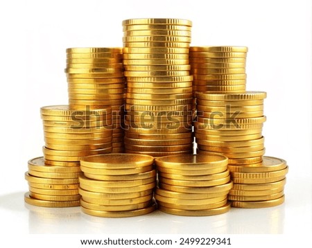 Image, Stock Photo Euro coins stacked in a tower