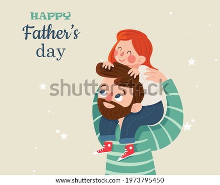 Cartoon father-s day daugther and father illustration