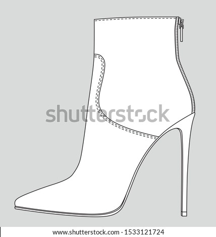 Ankle Boots High Heels flat fashion sketch shoes design template