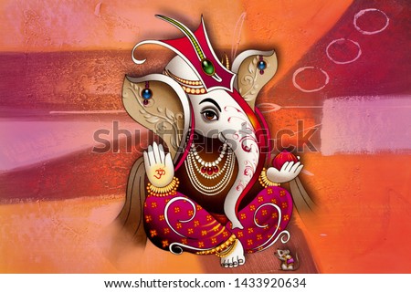 Traditional Ganesha Painting artwork on textured background
