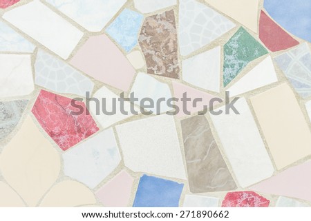 Broken tiles random color and pattern wall texture background