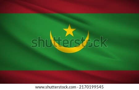 Realistic wavy flag of Mauritania background vector. Mauritania wavy flag vector