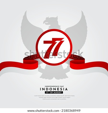 Modern 77 logo indonesia independence day design with wavy flag vector.
