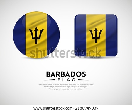 Collection of Barbados flag emblem icon. Barbados flag symbol icon vector.
