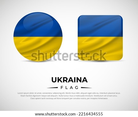 Collection of Ukraina flag emblem icon. Ukraina flag symbol icon vector.