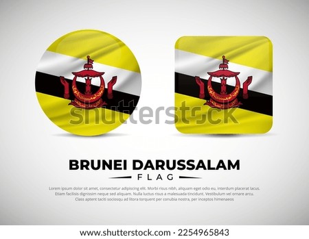 Collection of Brunei Darussalam flag emblem icon. Brunei Darussalam flag symbol icon vector