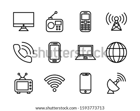 Telecommunication icon set with outline style for any purposes. Suitable for user interface, print, presentation, and any other projects.