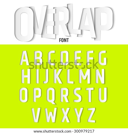 Vector Alphabet with Ovelapping Letters, Modern Paper Cut Font Style