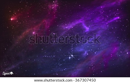 Starry Nebula. Colorful Outer Space background. Vector illustration. 