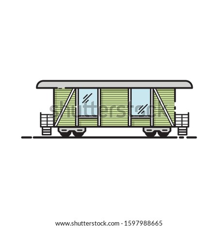 Passenger Railway Waggons. Obsolete and Modern Railroad Car. Side View Vector Illustration