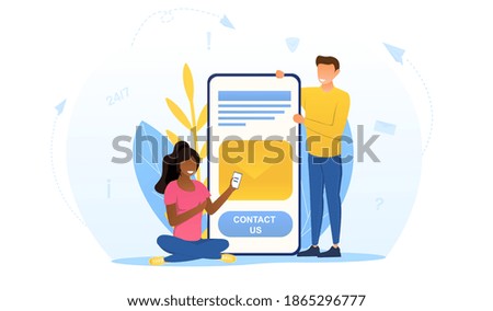 Customer loyalty and technical support web icon. Clients hotline. Abstract concept of website information. Contact us metaphor. Cartoon flat vector illustration.