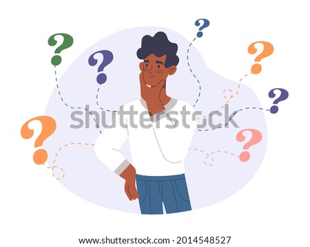 Difficult choice concept. Man makes business decisions. Character confused. Finding the right direction for development. Cartoon modern flat vector illustration isolated on a white background