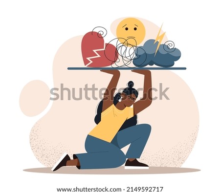 Bullying on social networks. Upset woman resists onslaught of harassment, violence, negativity and psychological pressure. Strong female character fights haters. Cartoon flat vector illustration