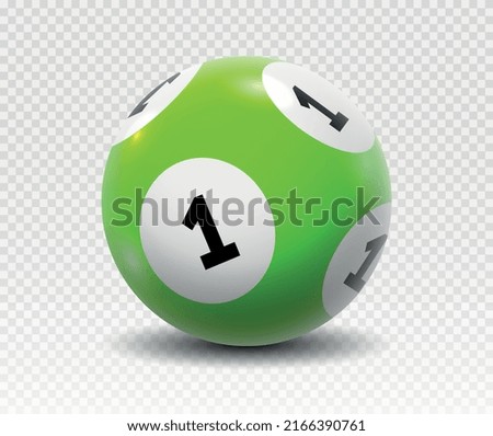 Lotto balls 1. Gambling, graphic elements for website. Green ball with number one. Elements for various games of luck. Interface for application development. Realistic isometric vector illustration