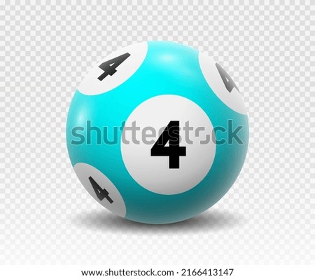 Billiard ball. Gambling, graphic element. Blue ball with number four. Realistic isometric vector illustration isolated on copy space background