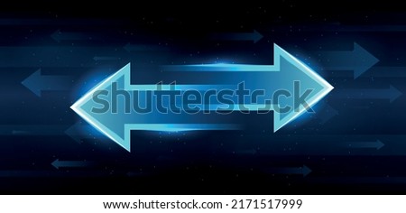 Transfer Arrows concept. Two arrows pointing in different directions. Sending, receiving or exchanging data, money, currency or information. Digital Logistics. Gradient realistic vector illustration