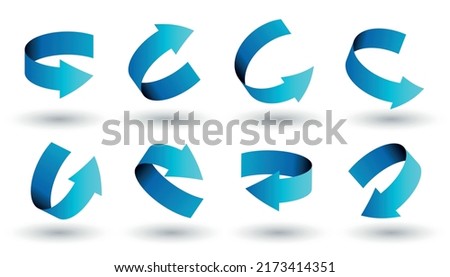 3d Arrow set. Collection of graphic elements for website. Interface for mobile programs and applications. Direction or pointer. Cartoon isometric vector illustrations isolated on white background