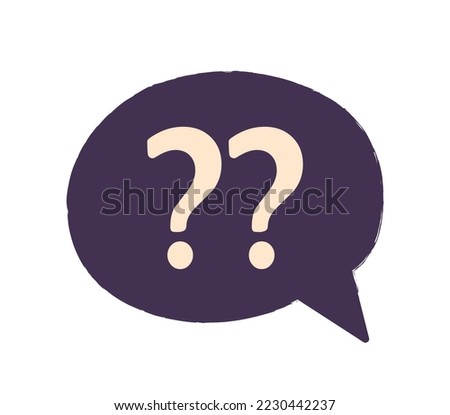 Speech bubble icon. Purple cloud with two question marks. information and knowledge, infographics. Feedback and answers to frequently asked questions concept. Cartoon flat vector illustration