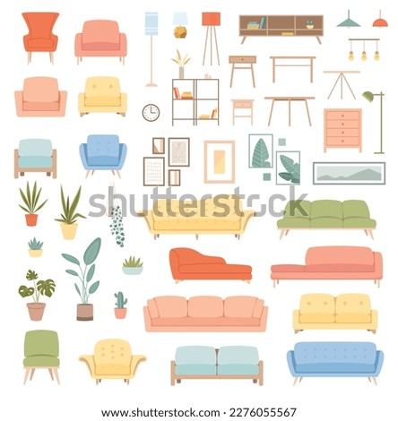 Image, Stock Photo Stool with pillows in an empty room