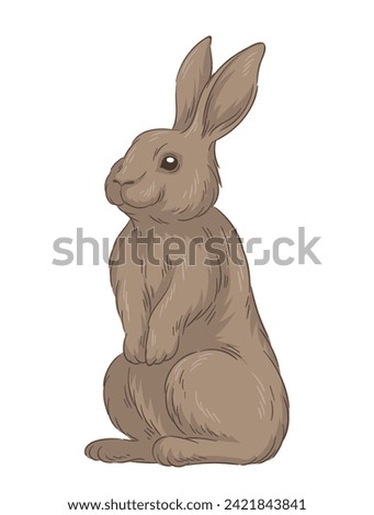 Cute fur rabbit concept. Sketch of forest dweller. Hand drawn art. Adorable bunny. Minimalistic creativity. Sticker for social networks. Cartoon flat vector illustration isolated on white backgroun