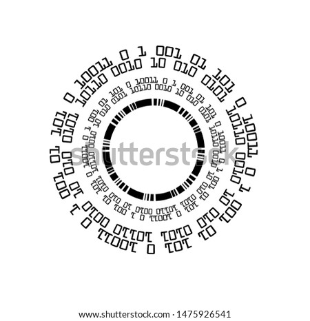  Binary code circle vectors. Cyber security concep, future technology Illustration.