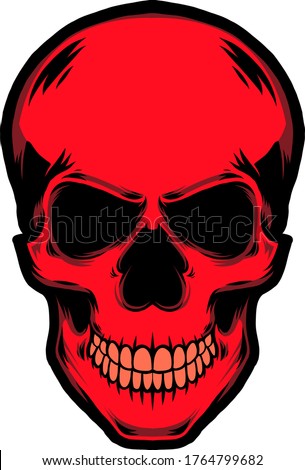 Isolated Red Skull Illustration. Vector Cartoon Style. Skull Head Perfect for any purpose