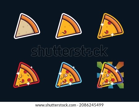 Pizza badge emotes collection. can be used for twitch youtube. illustration set