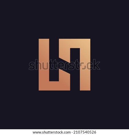 H letter logo with gold box. vector illustration with elegant letter H in a box