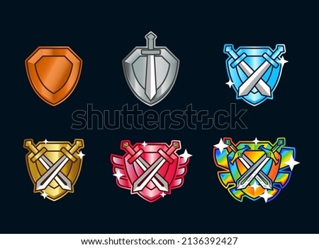 shield sword badge emotes collection. can be used for twitch or youtube. set illustration