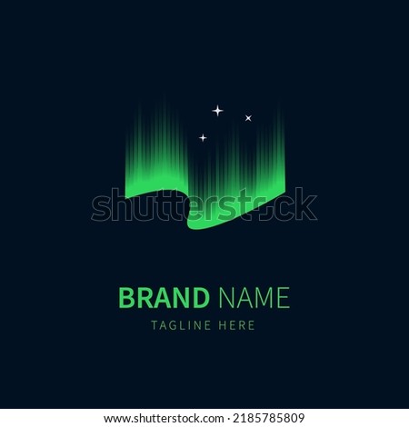 aurora logo illustration with green color and stars
