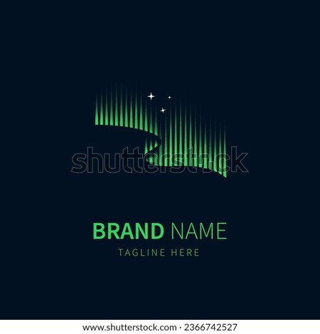 aurora logo illustration green color and stars