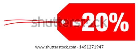 Single Red Horizontal Label Minus Twenty Percent