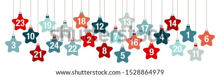 Banner Advent Calendar Hanging Stars Red And Blue