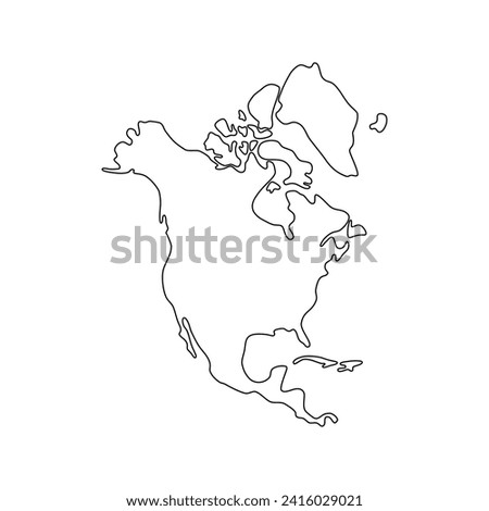 North America map vector outline, Easy and smooth style. 