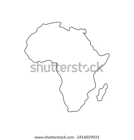 Africa map vector outline, Easy and smooth style. 