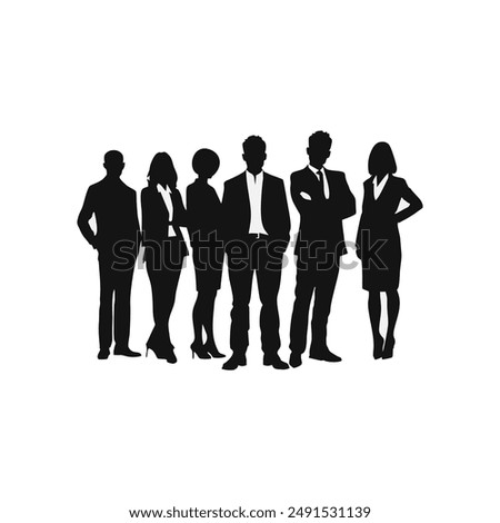 Group of business people. Isolated black silhouettes on white background