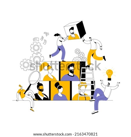 The HR department builds a team. The concept of a vector illustration on the topic of team building and human resource management.