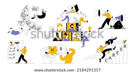 The HR department forms a team. A set of vector illustrations on the topic of team building and human resource management.