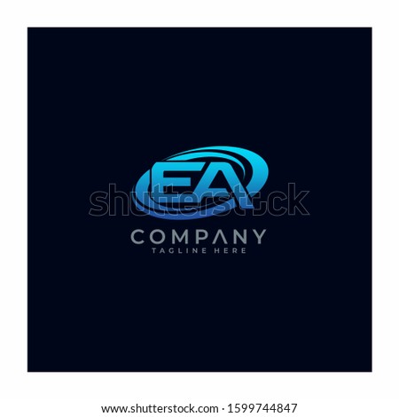 Letter EA Circle Swoosh Logo Design Vector