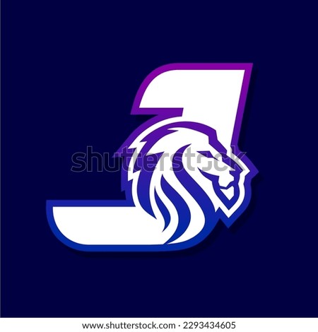 Letter J Lion Logo Design, Gaming Sport Icon