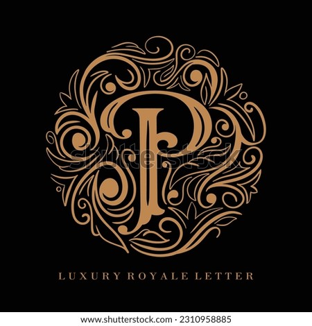 Letter P Luxury Royal Circle Ornament Logo