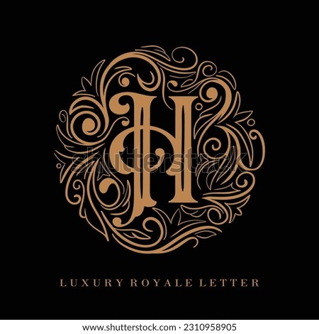 Letter H Luxury Royal Circle Ornament Logo