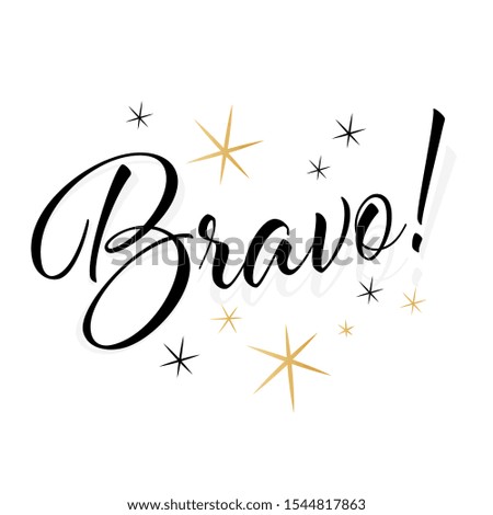 Bravo calligraphy with stars on white background